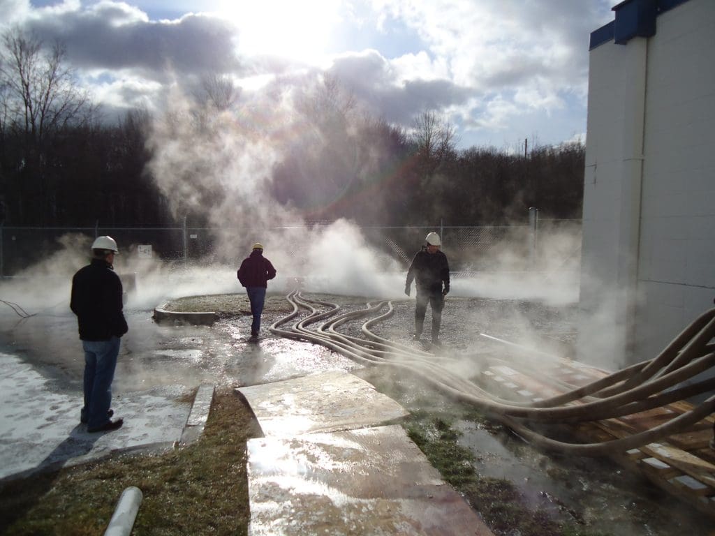 steam and fire hoses for inspection